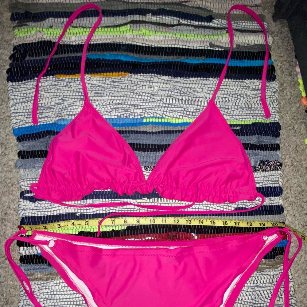 Plus Lettuce Trim Triangle Tie Side Bikini Swimsuit